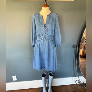 Jodhpur brass button denim 100% lyocell Dress sz 38 / medium